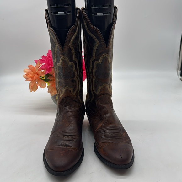 Ariat Brown Tan Leather Cowboy Boots Size 8.5 COW8178 - Picture 2 of 6
